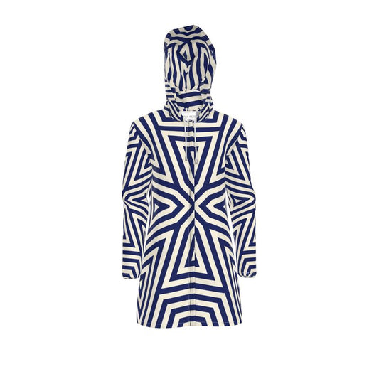 Navy Graphic Modern Women's Hooded Rain Jacket