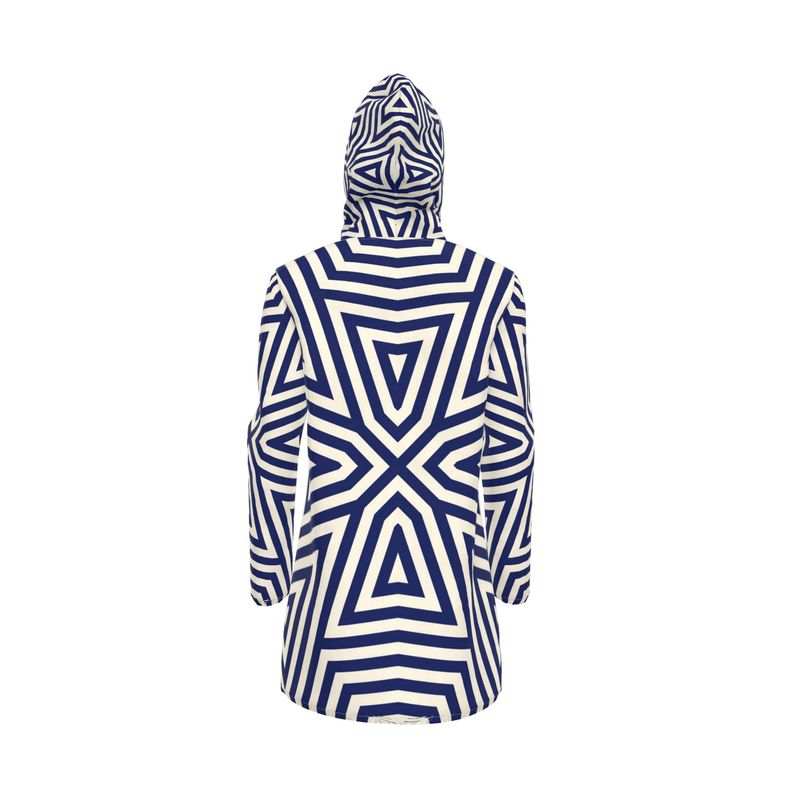 Navy Graphic Modern Women's Hooded Rain Jacket