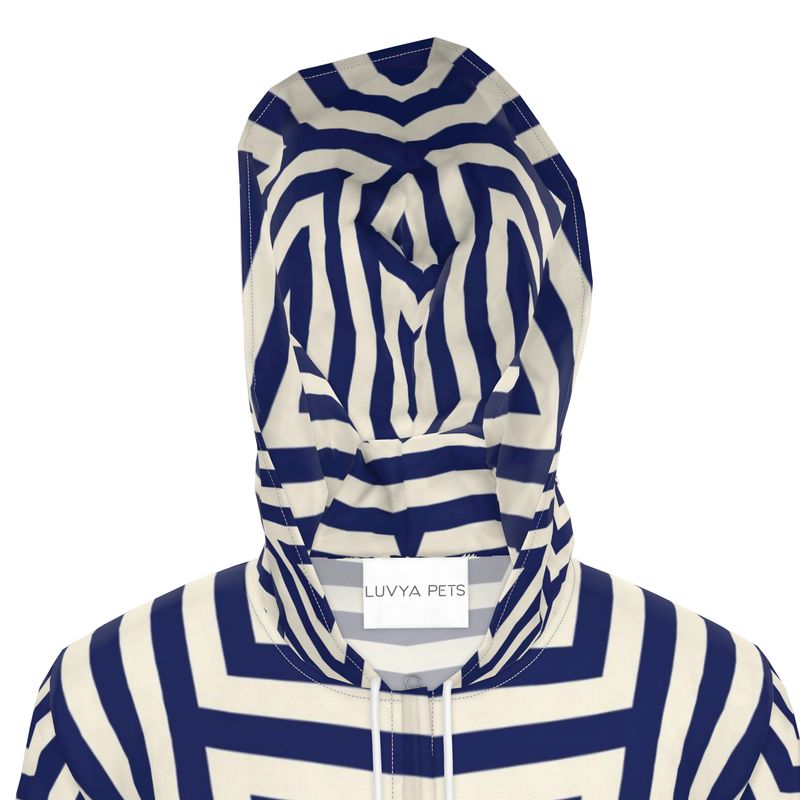 Navy Graphic Modern Women's Hooded Rain Jacket