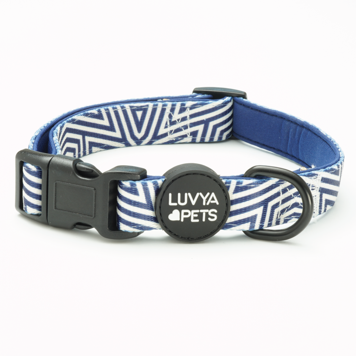 Navy Graphic Fabric Dog Collar