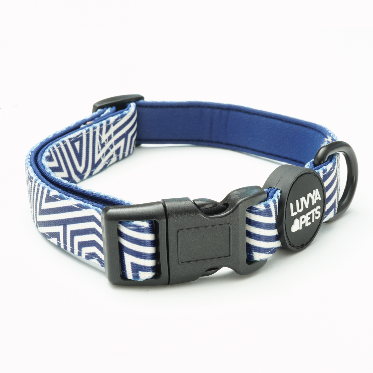 Navy Graphic Fabric Dog Collar