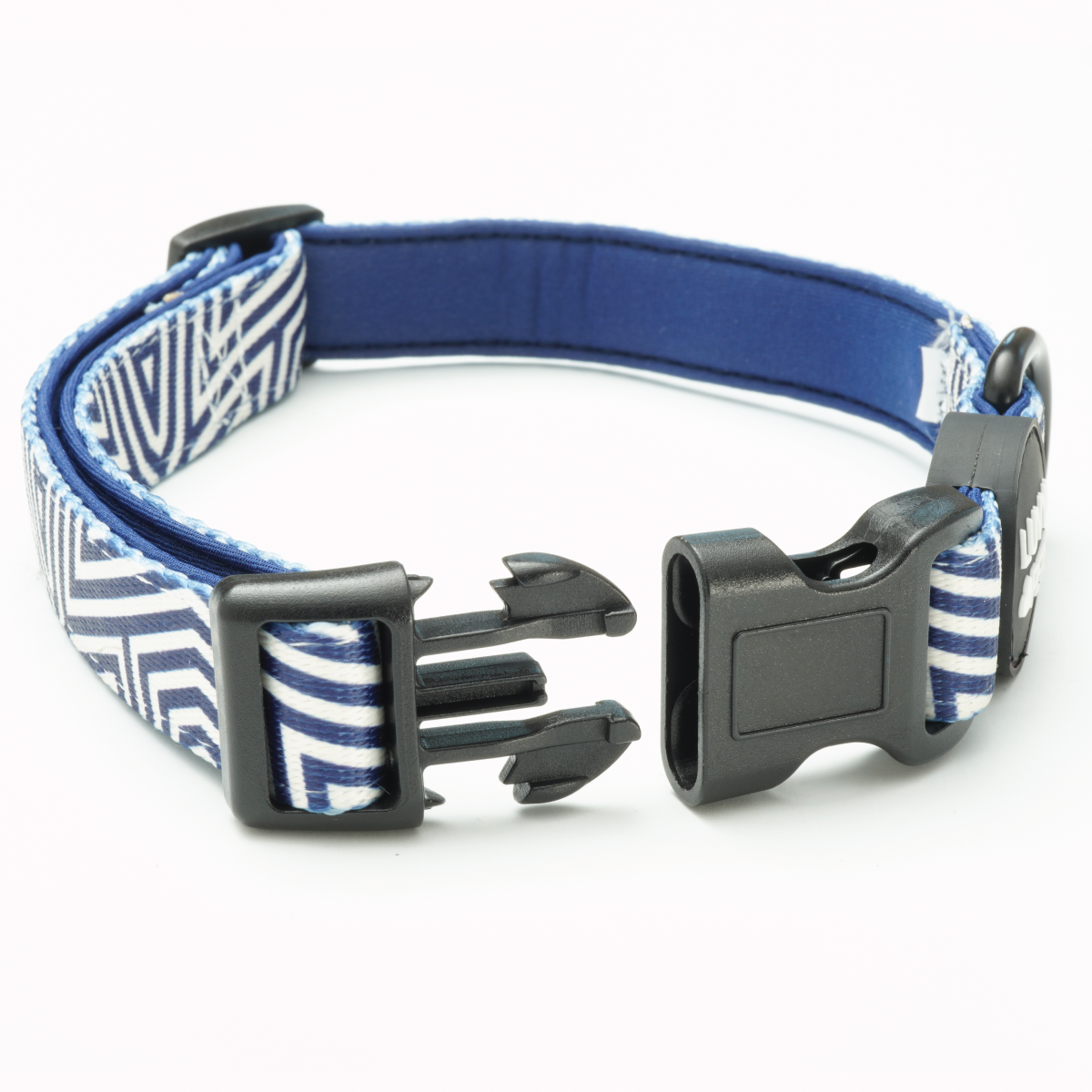 Navy Graphic Fabric Dog Collar