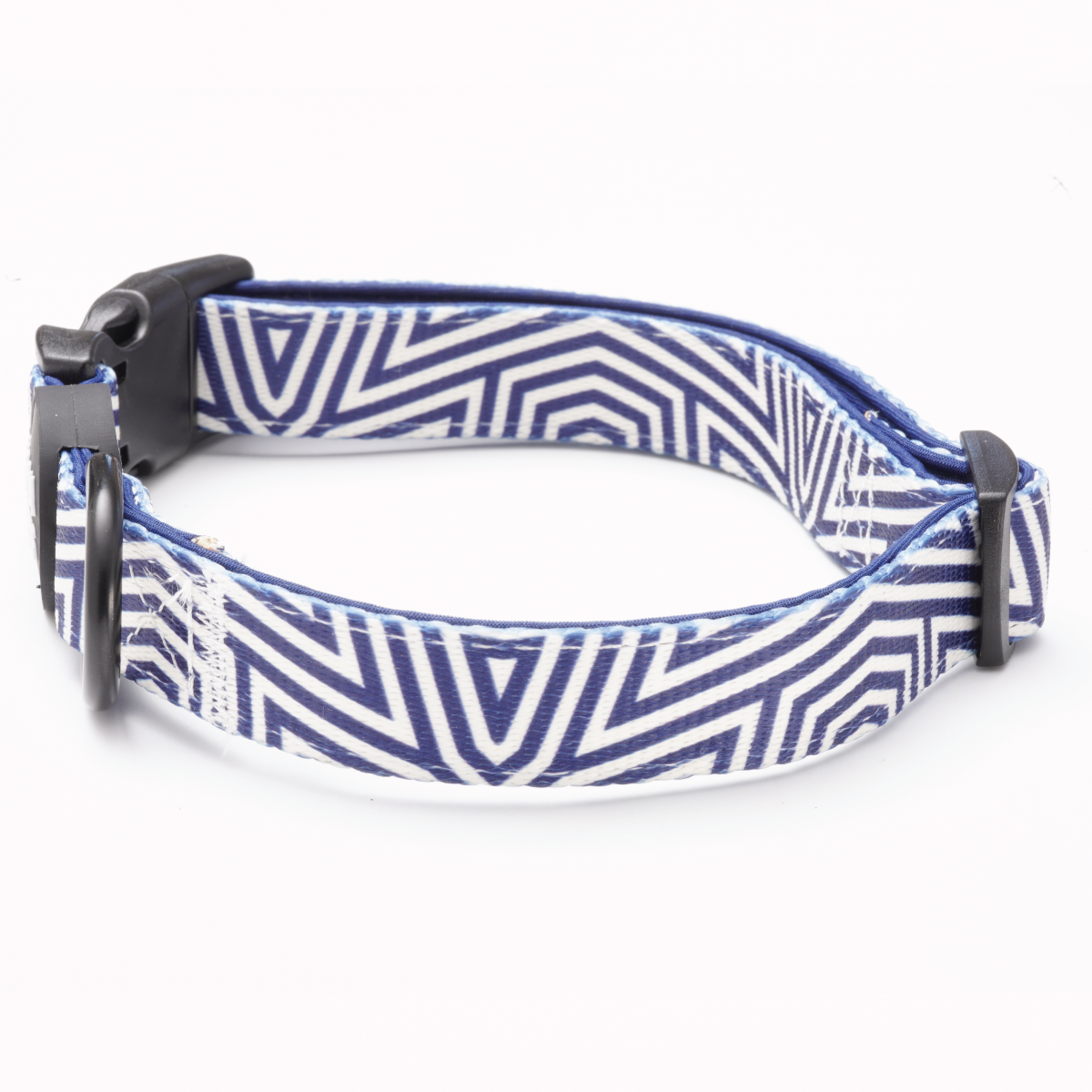 Navy Graphic Fabric Dog Collar