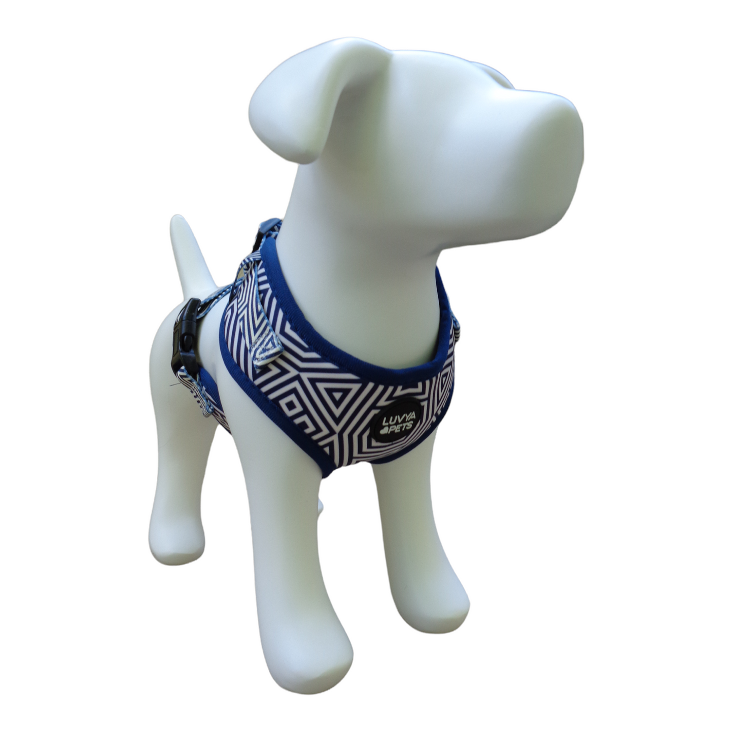 Navy Geometric Dog Harness